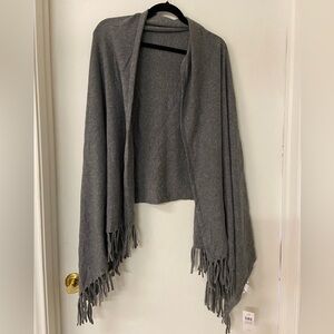 NWT J. Jill Gray Wrap Shawl Cashmere Wool Blend Fringe One Size MSRP $159